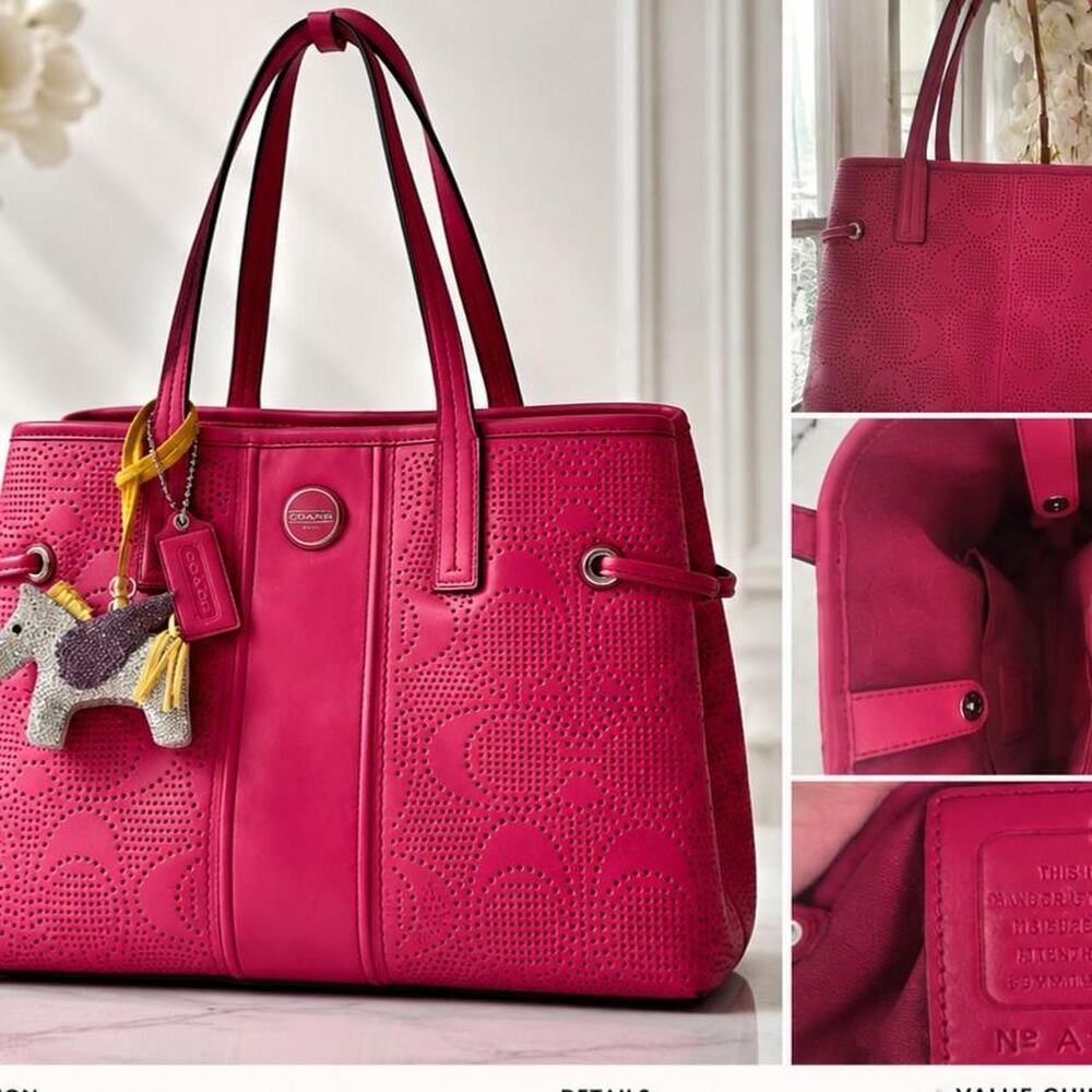 Coach pink leather tote bag